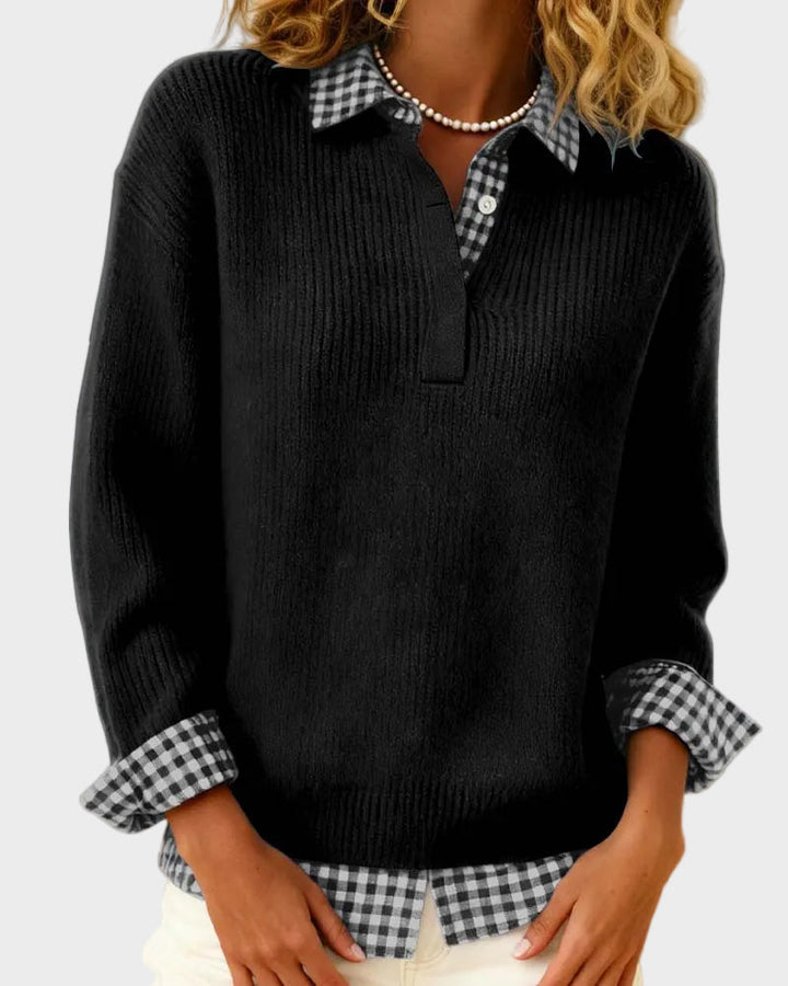 Viktoria | Bunter Pullover mit Karo-Patchwork