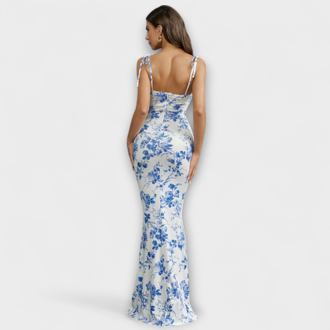 Thalia - Floral Print Prom Dress mit gebundenen Schulterträgern