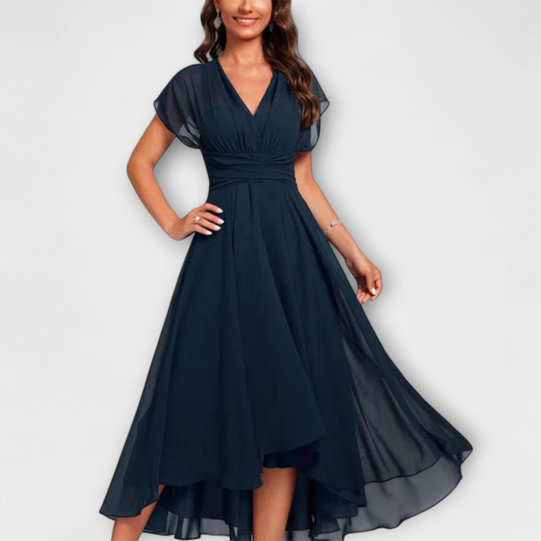 Julita | Fliessendes Abendkleid mit V-Ausschnitt