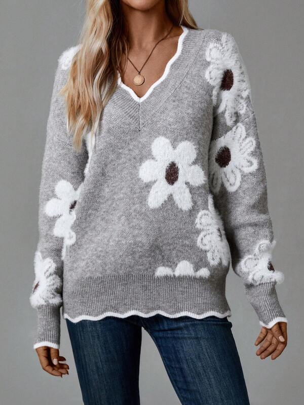 Belinha | Elegante Bluse mit Herzausschnitt und Blumenmuster