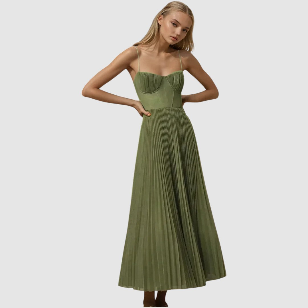 Adela | Plissiertes Kleid mit Trägern und offenem Rücken