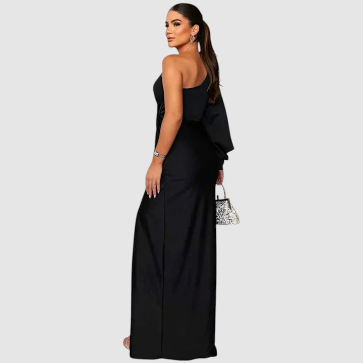 Meda | One-Shoulder-Maxikleid mit hohem Schlitz