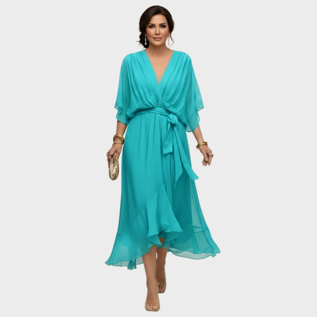 Monica | Chiffonkleid mit V-Ausschnitt