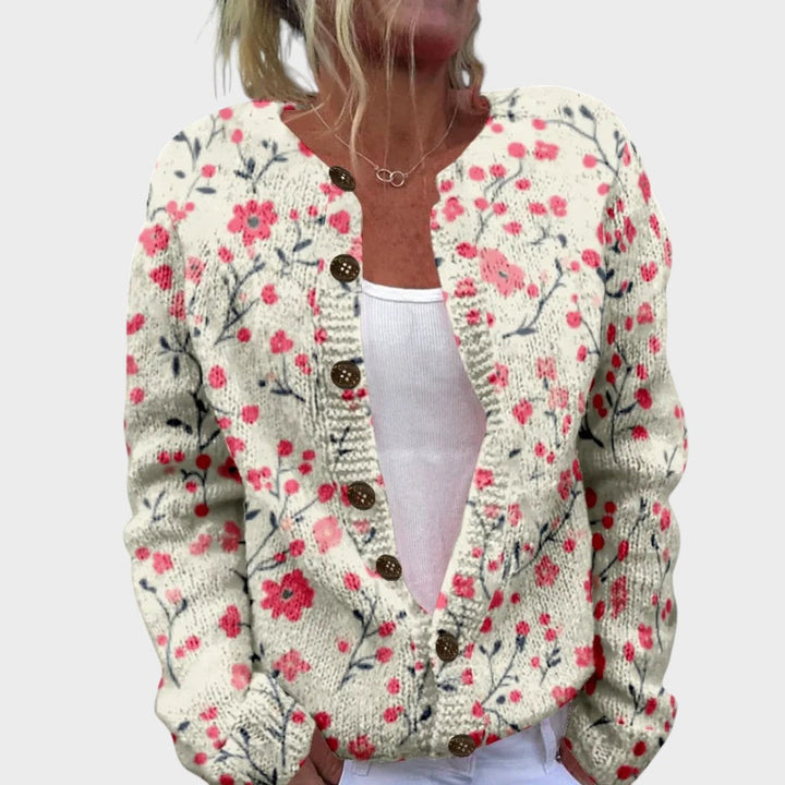 Catarina | Herbstlicher Blumen-Cardigan