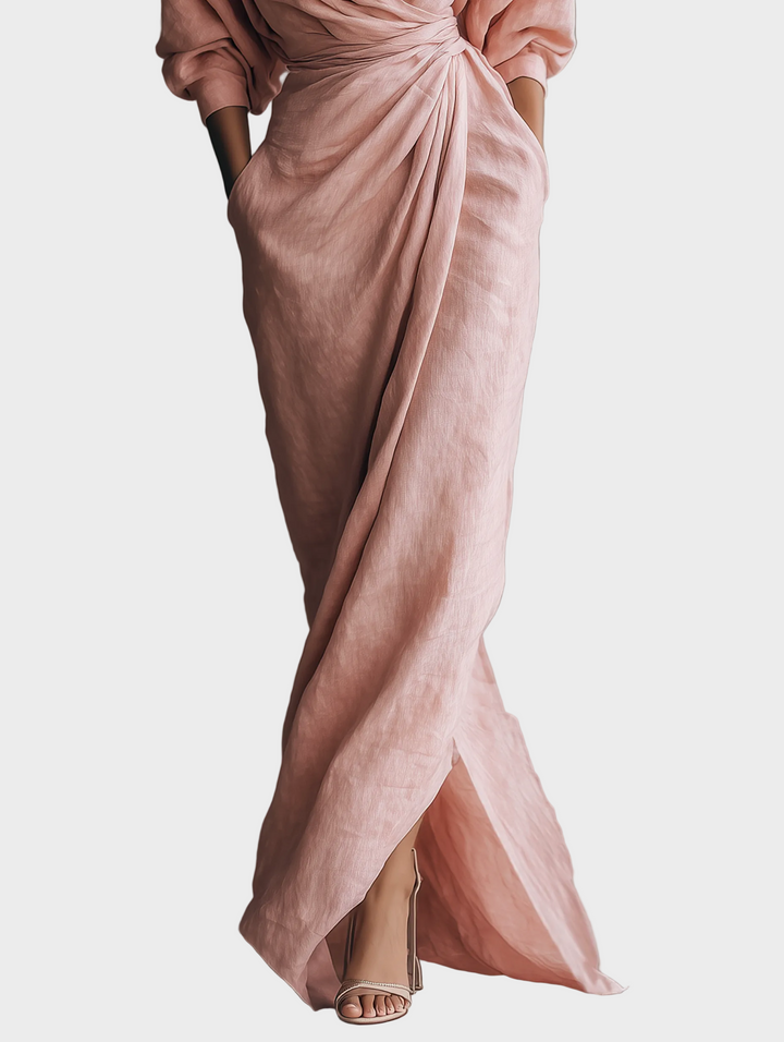 Livia | Leinen-Maxikleid mit V-Ausschnitt