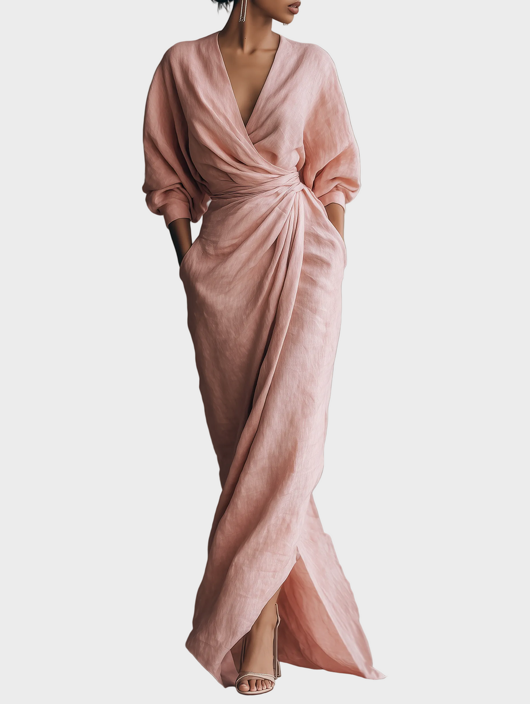 Livia | Leinen-Maxikleid mit V-Ausschnitt