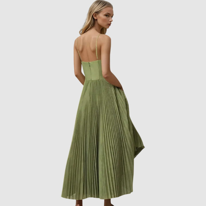 Adela | Plissiertes Kleid mit Trägern und offenem Rücken