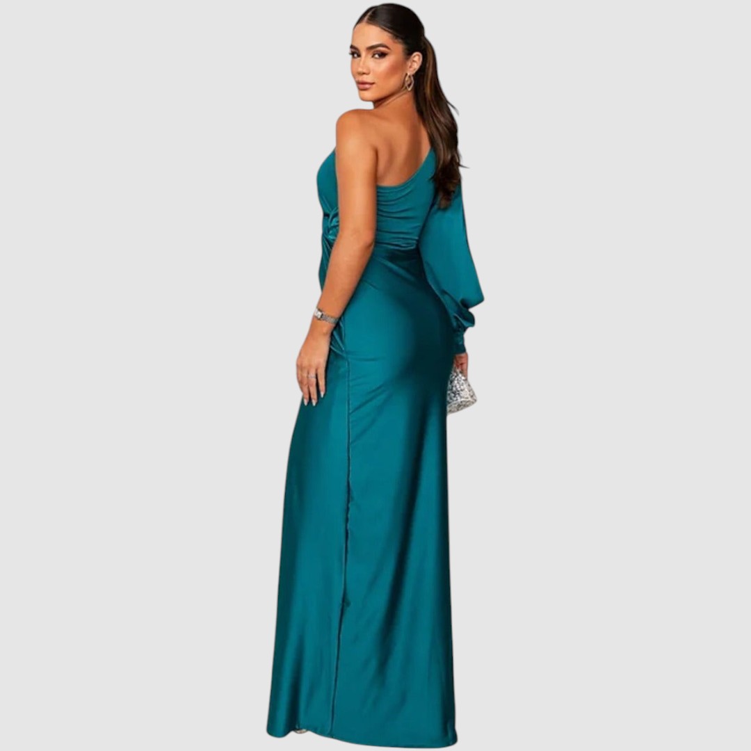 Meda | One-Shoulder-Maxikleid mit hohem Schlitz