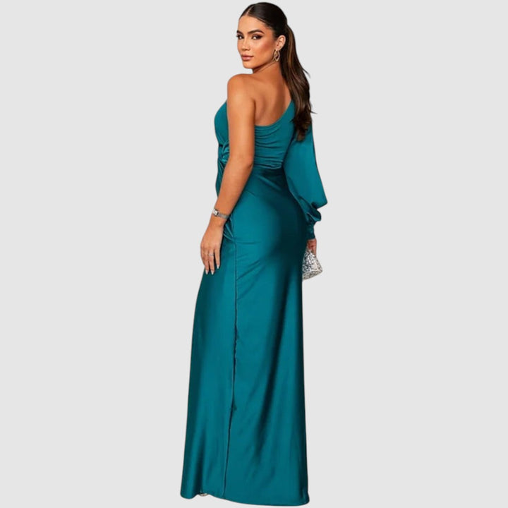 Meda | One-Shoulder-Maxikleid mit hohem Schlitz