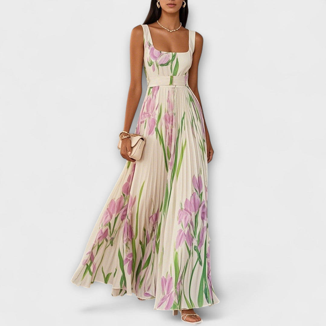 Penelope | Chiffon-Maxikleid in A-Linie mit Blumendruck