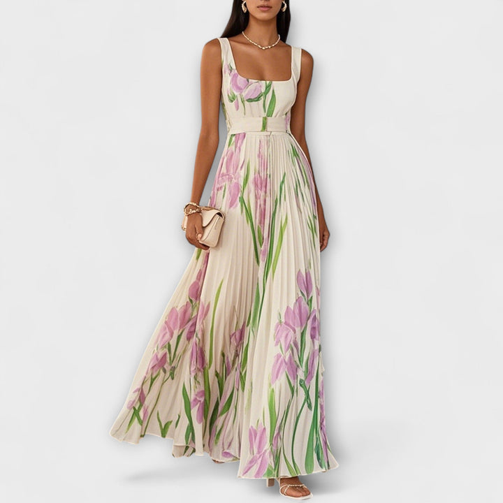 Penelope | Chiffon-Maxikleid in A-Linie mit Blumendruck