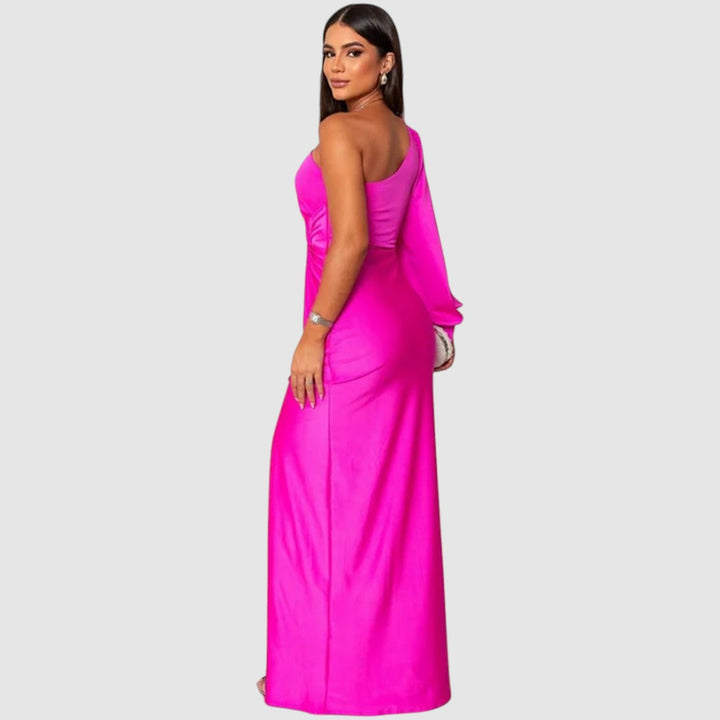 Meda | One-Shoulder-Maxikleid mit hohem Schlitz