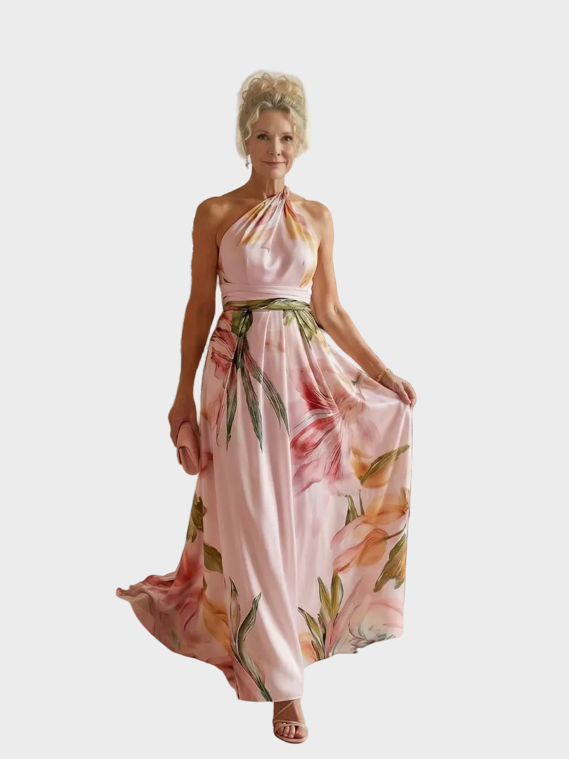 Emilia | Maxikleid mit Neckholder und Blumendruck