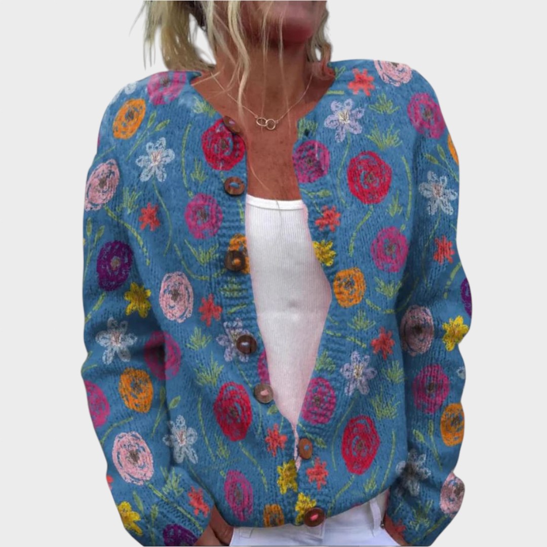 Filipa | Herbstlicher Blumen-Cardigan