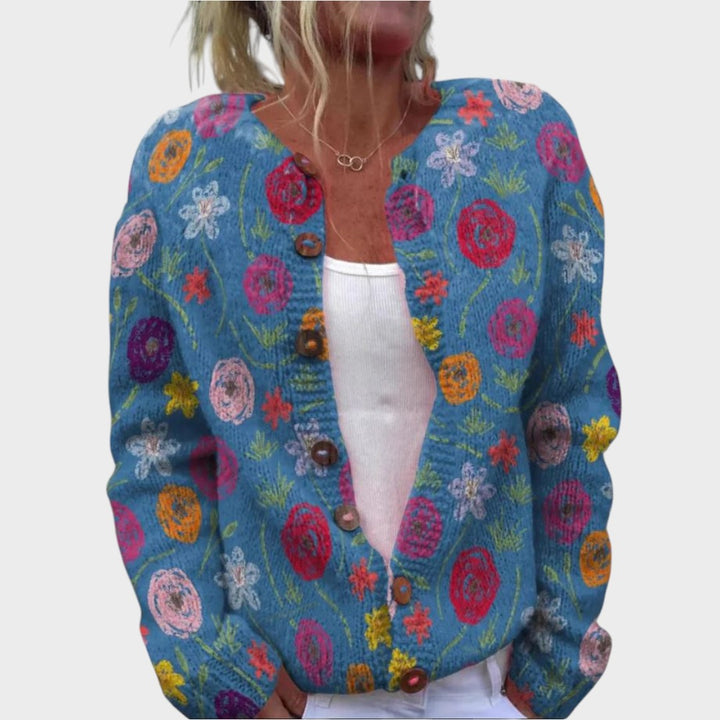 Filipa | Herbstlicher Blumen-Cardigan
