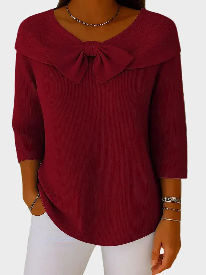 Aline | Weicher eleganter Pullover mit Schleife