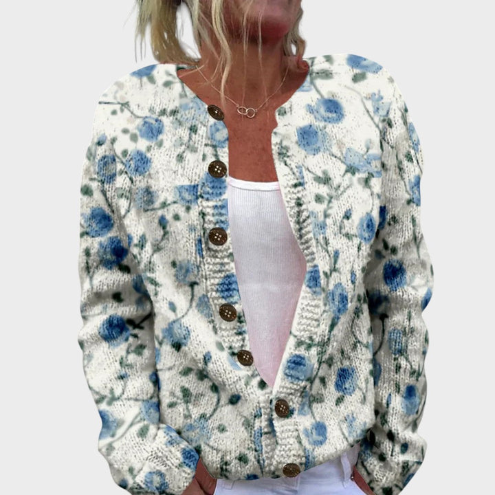 Patrícia | Herbstlicher Blumen-Cardigan
