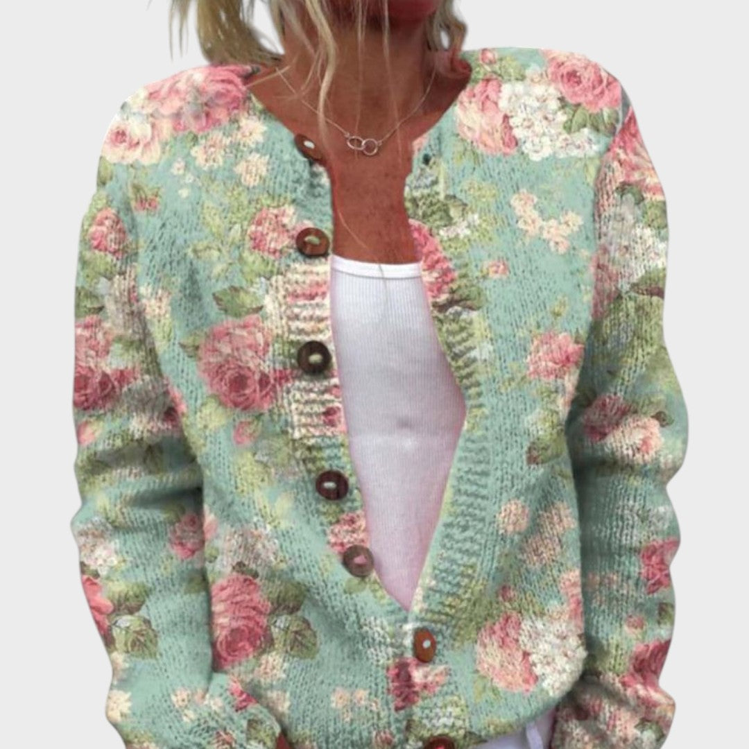 Vera | Herbstlicher Blumen-Cardigan