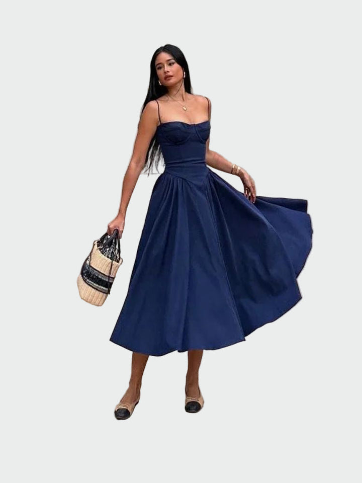 Jaroslava | Satin-Maxikleid mit geformtem Oberteil