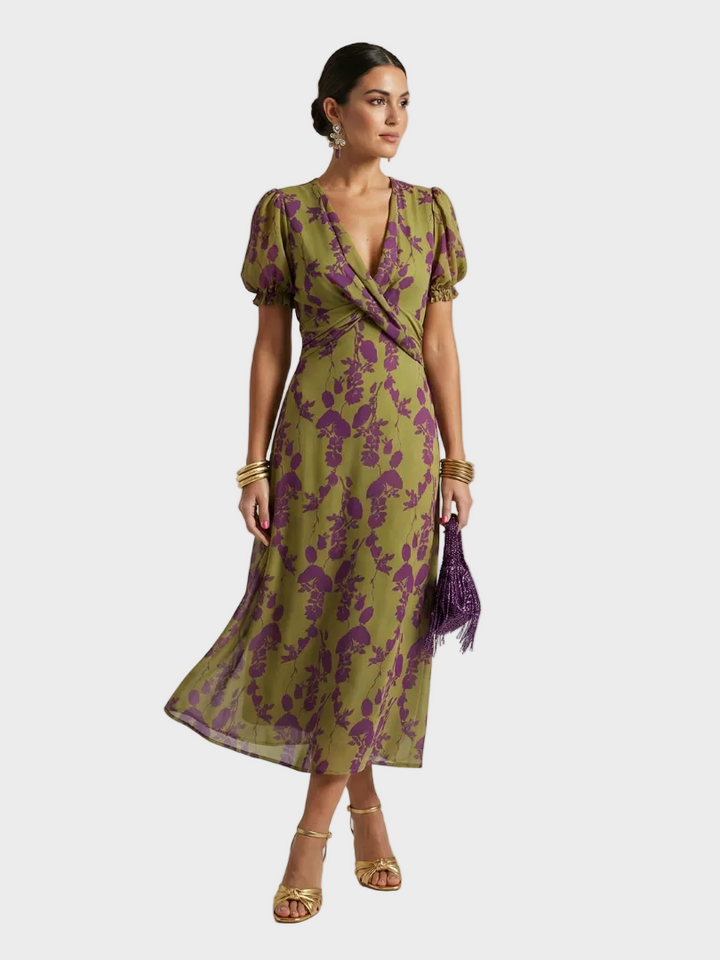 Natalia | Midikleid mit Wickelausschnitt und Blumenmuster
