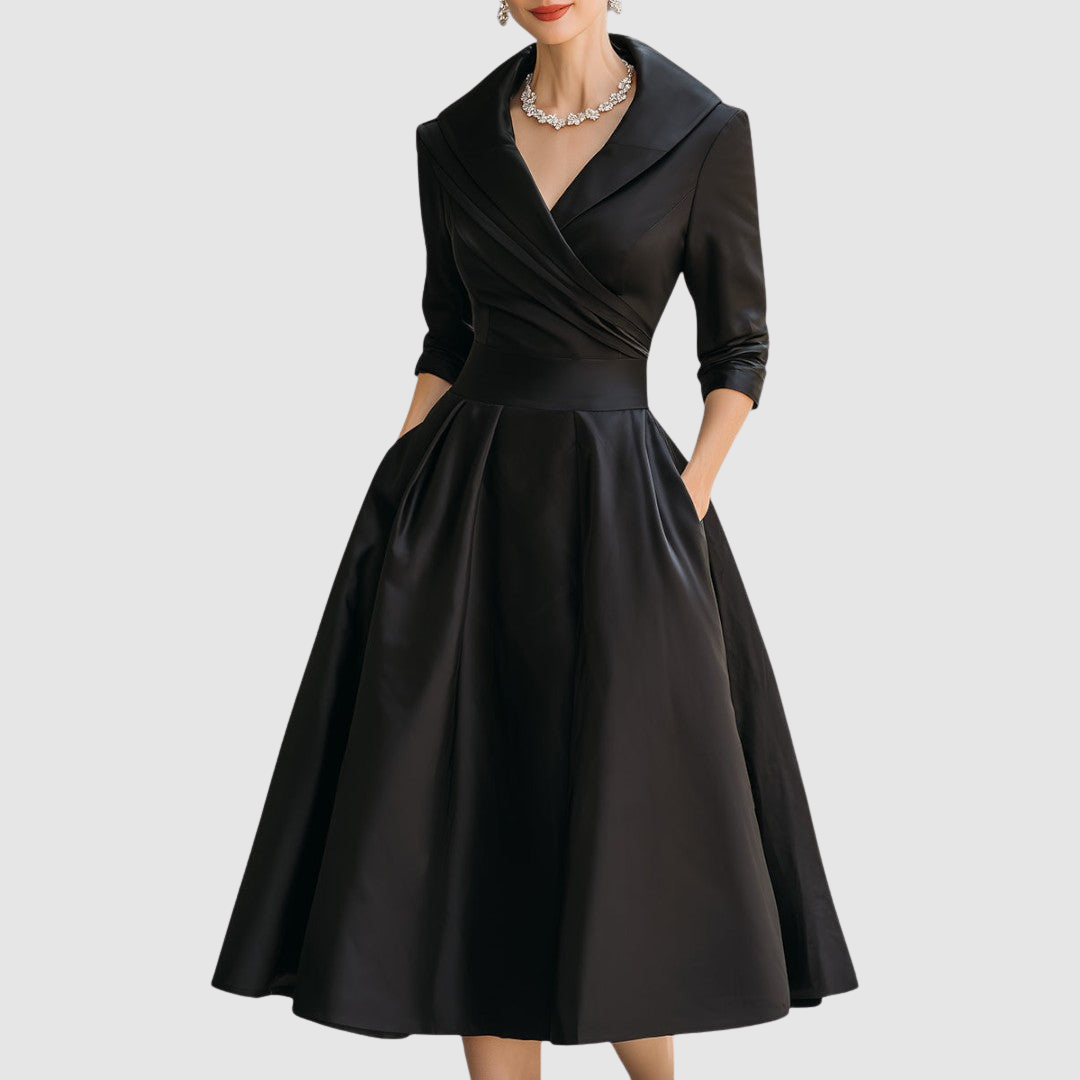 Adela | Midikleid in Wickeloptik mit Kragen