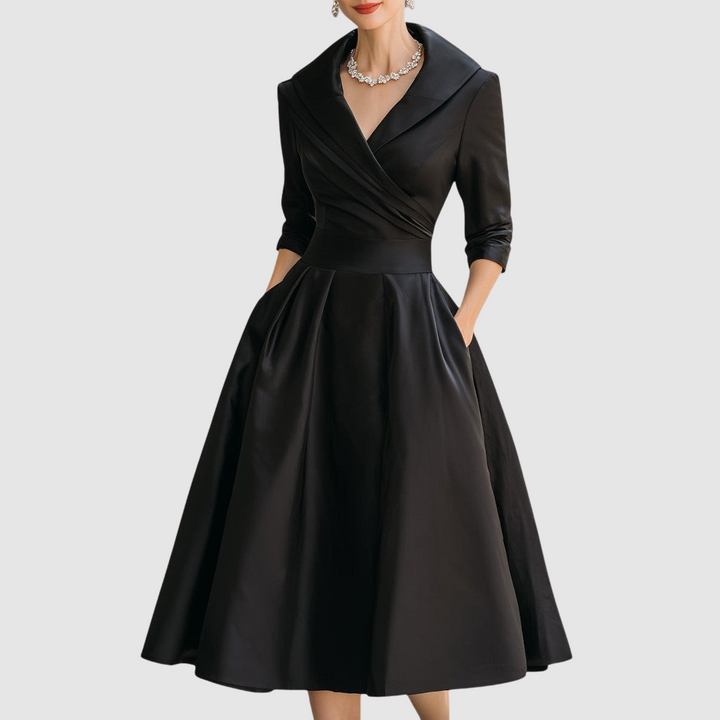 Adela | Midikleid in Wickeloptik mit Kragen