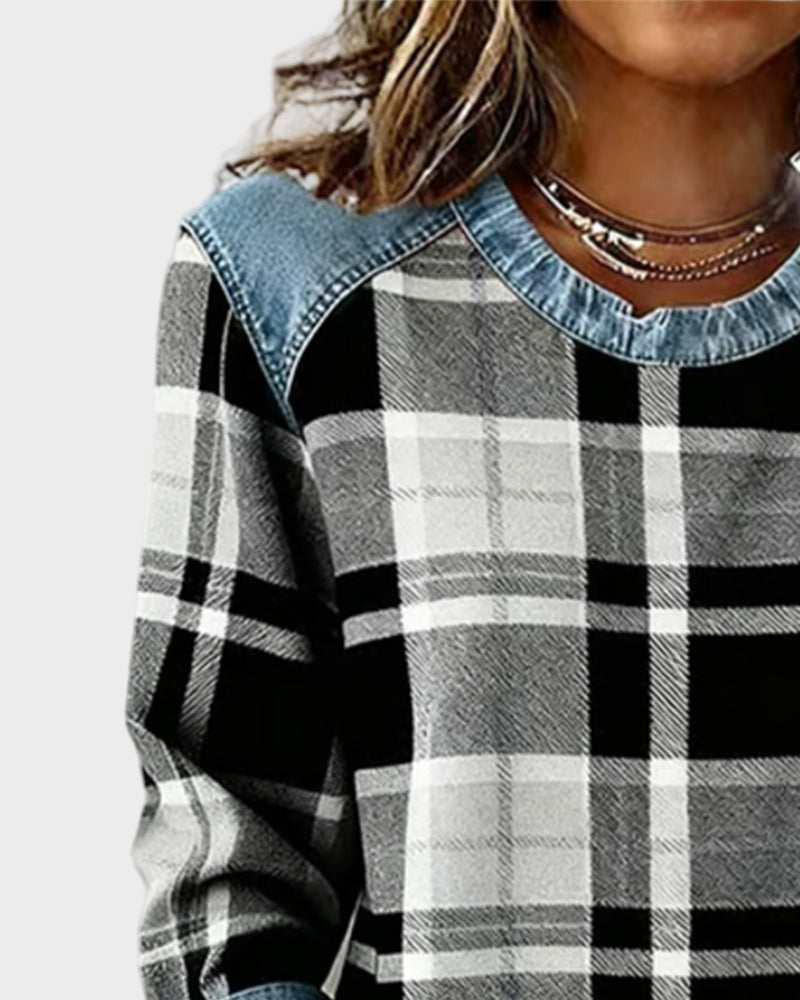 Ivy | Bluse mit Karo-Patchwork