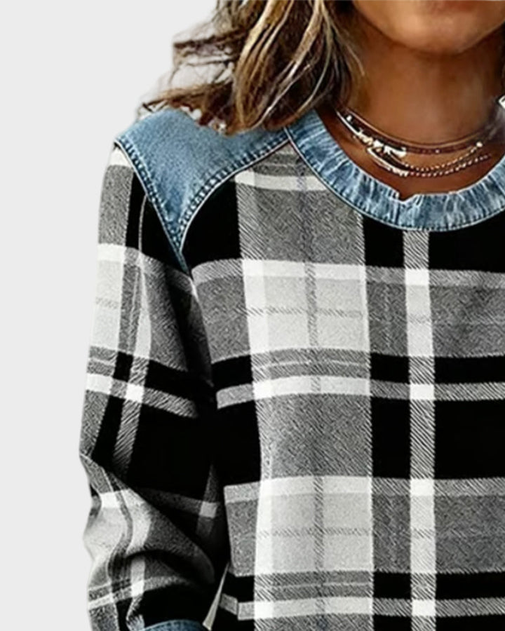 Ivy | Bluse mit Karo-Patchwork