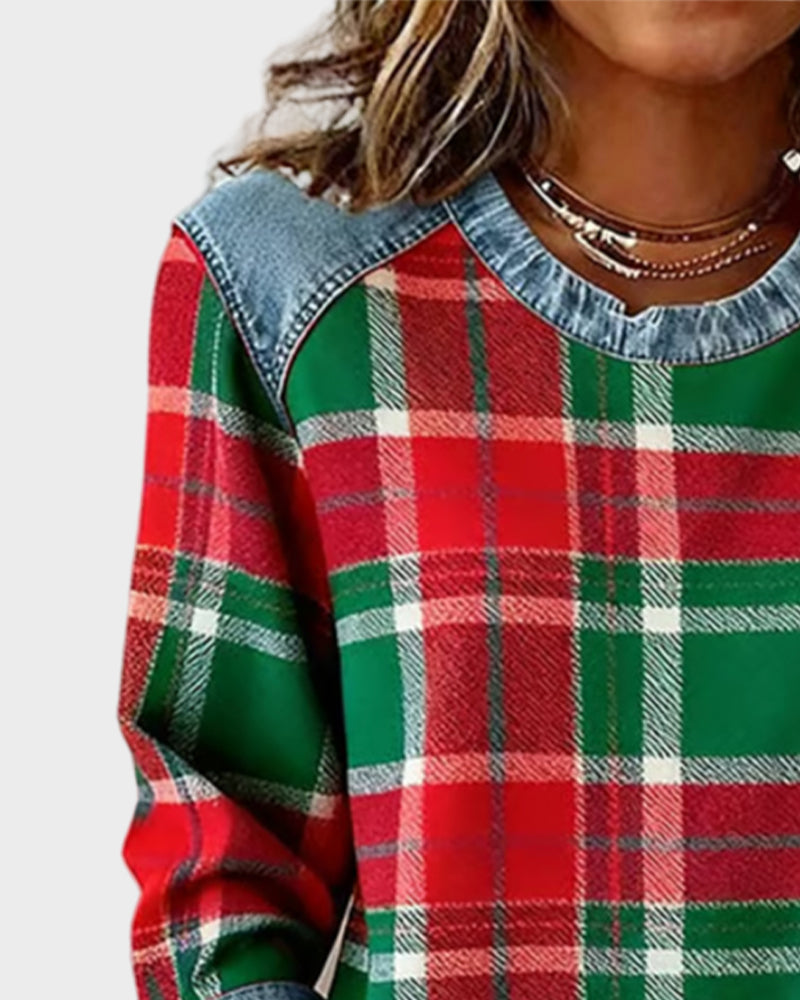 Ivy | Bluse mit Karo-Patchwork