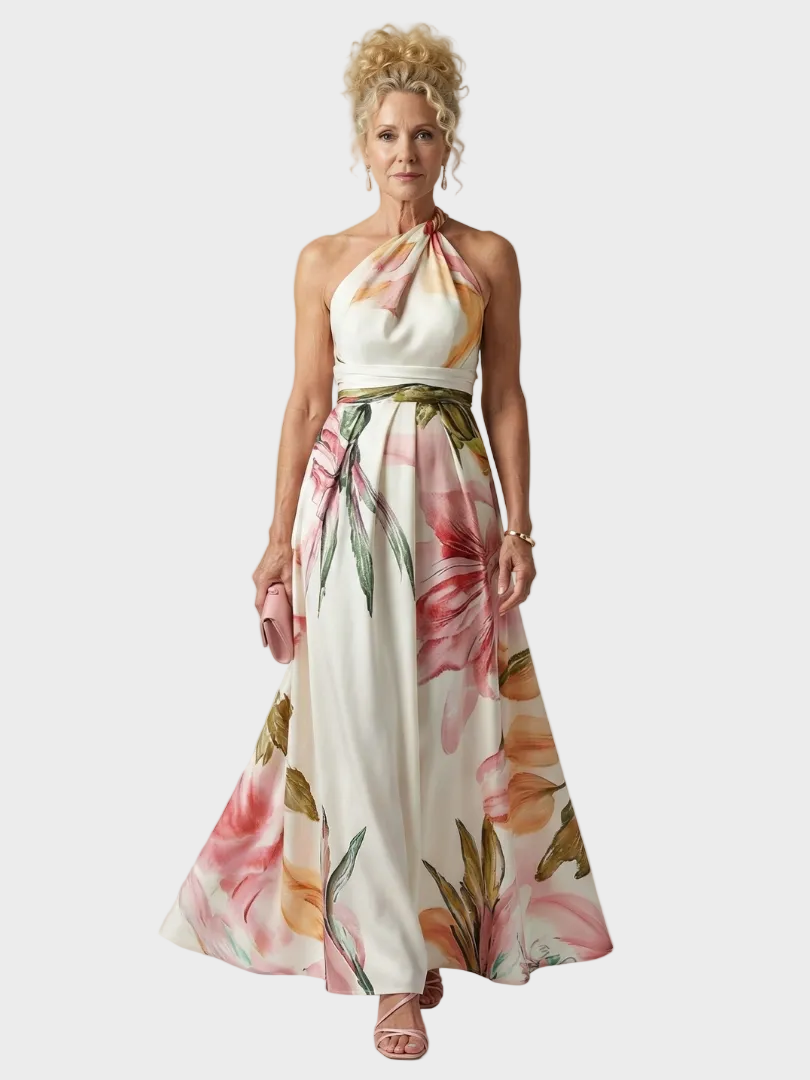 Emilia | Maxikleid mit Neckholder und Blumendruck