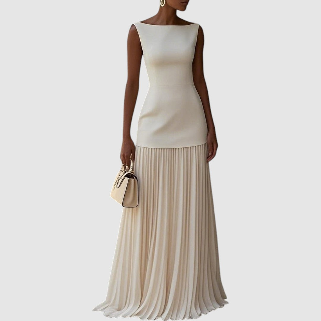 Elisa | Ärmelloses Maxikleid mit Plisseerock