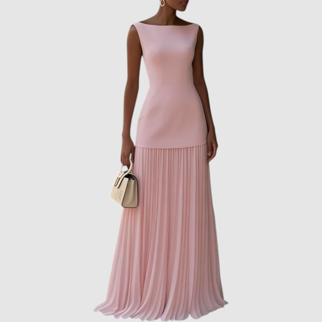 Elisa | Ärmelloses Maxikleid mit Plisseerock