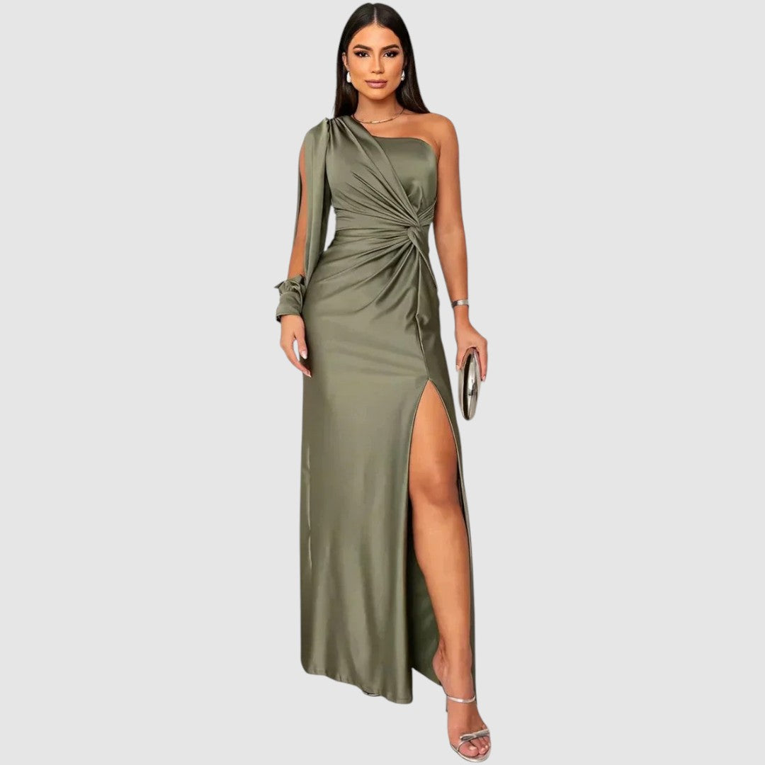 Meda | One-Shoulder-Maxikleid mit hohem Schlitz