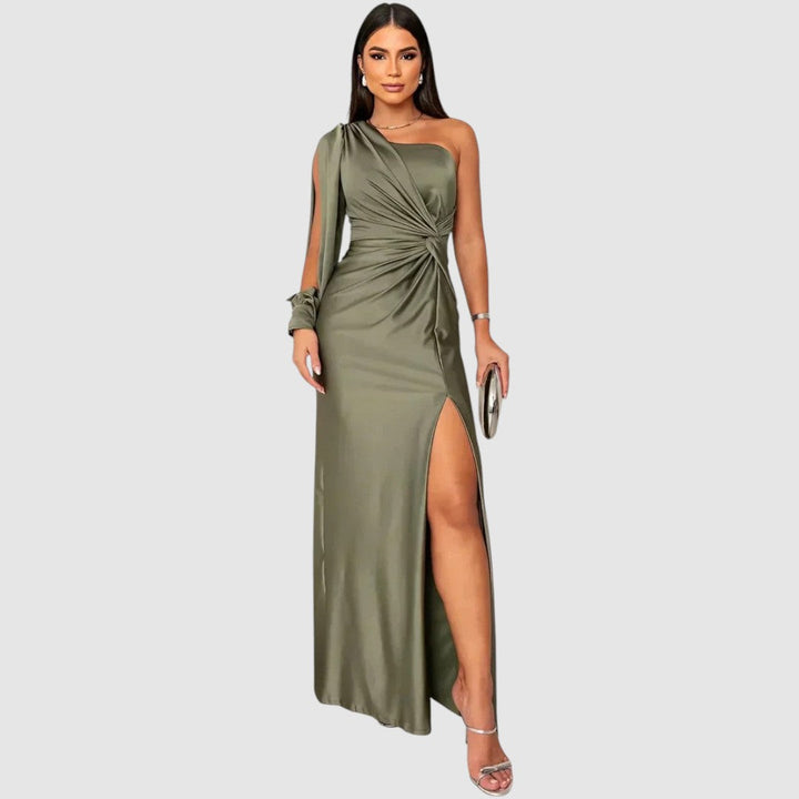Meda | One-Shoulder-Maxikleid mit hohem Schlitz