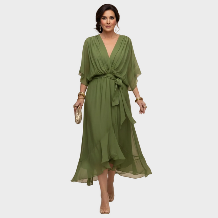 Monica | Chiffonkleid mit V-Ausschnitt
