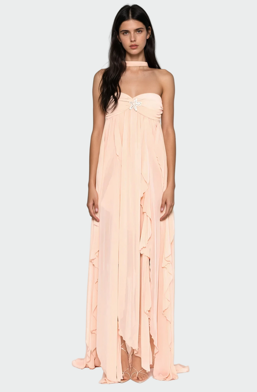 Petra | Fliessendes Maxikleid mit schmalen Trägern