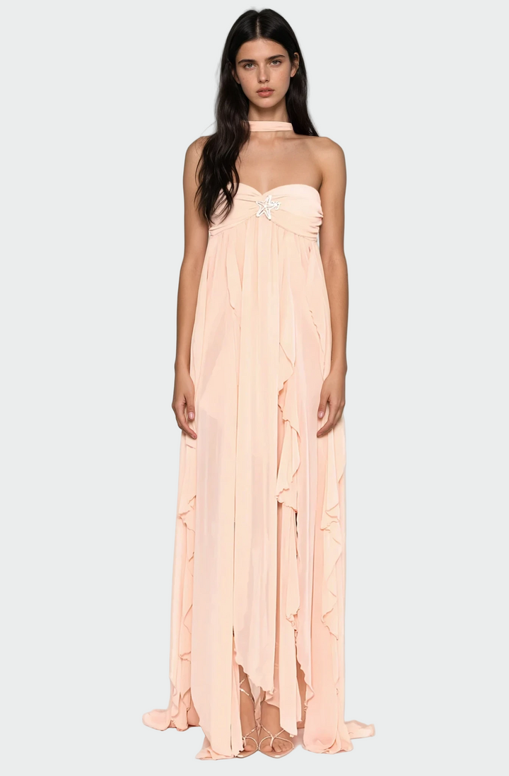 Petra | Fliessendes Maxikleid mit schmalen Trägern