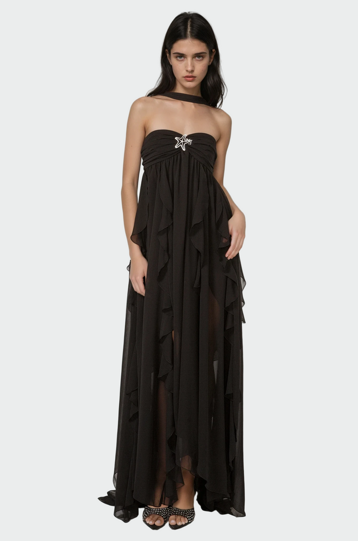 Petra | Fliessendes Maxikleid mit schmalen Trägern