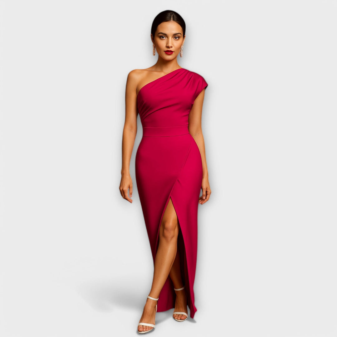 Amelie | Asymmetrisches Abendkleid mit Schrägkragen