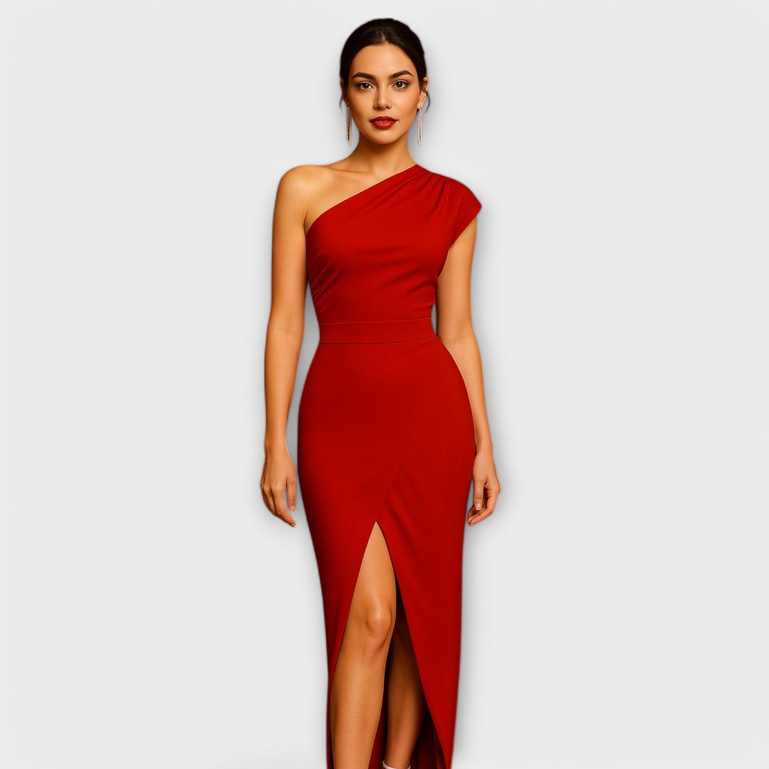 Amelie | Asymmetrisches Abendkleid mit Schrägkragen