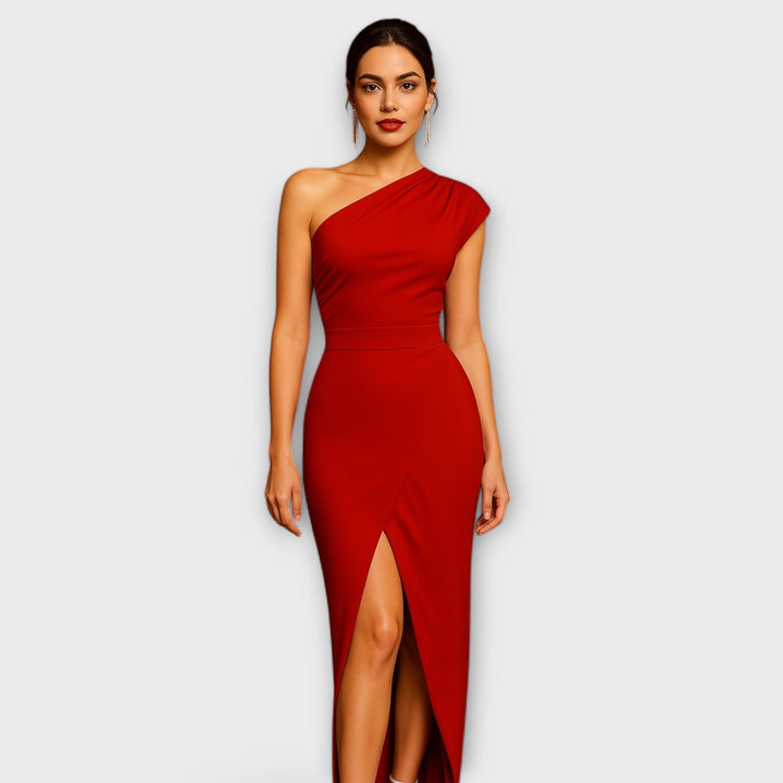 Amelie | Asymmetrisches Abendkleid mit Schrägkragen