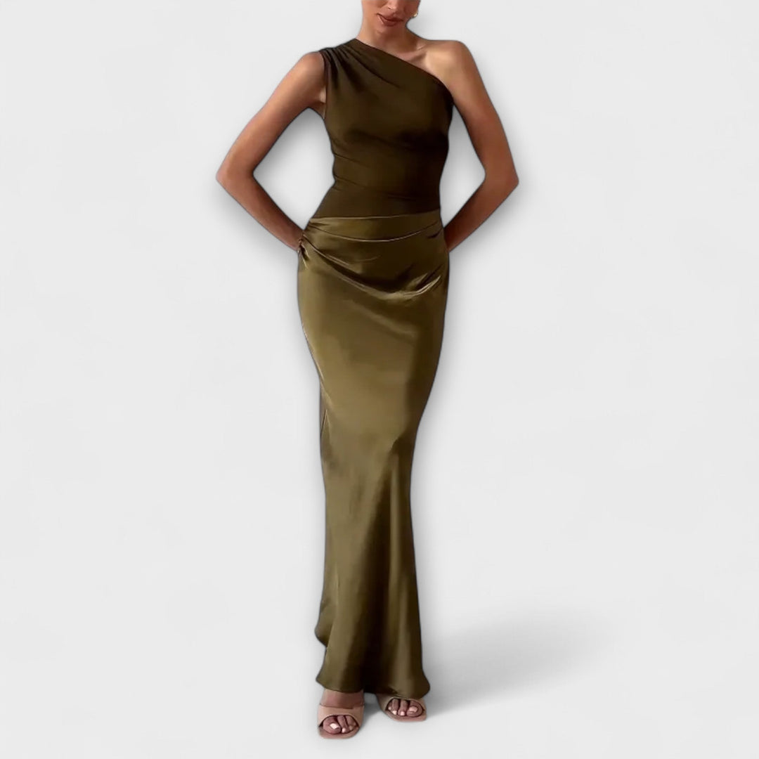 Elena | Elegantes Maxikleid mit One-Shoulder-Ausschnitt