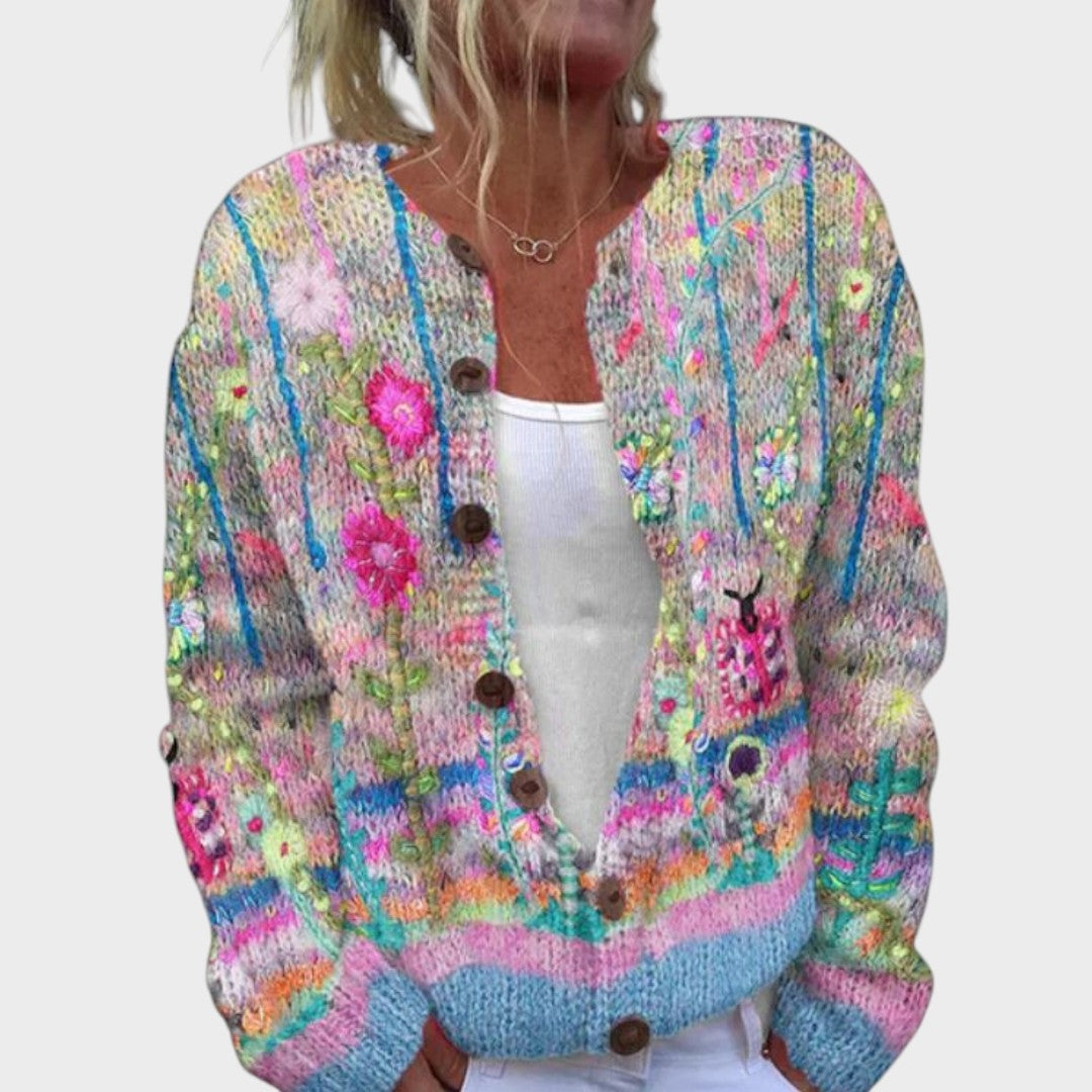 Teresa | Herbstlicher Blumen-Cardigan