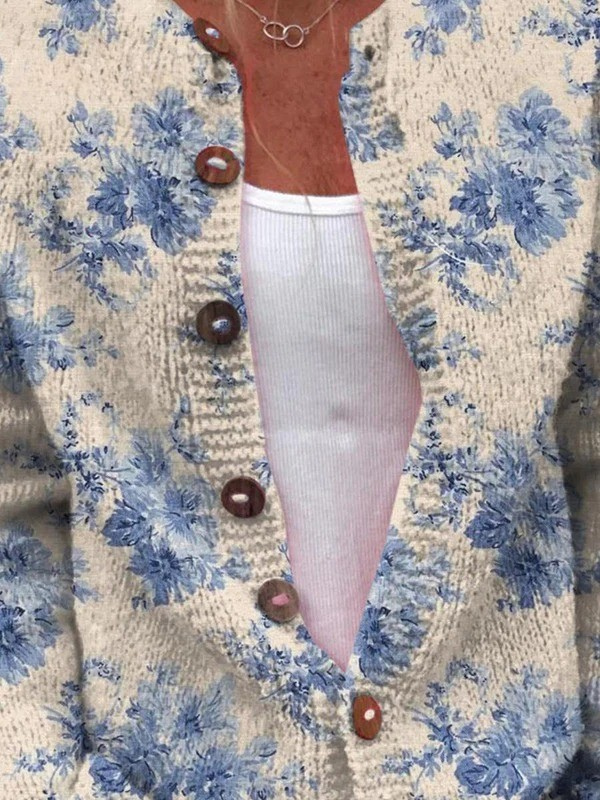 Paula | Blumenbedruckter Pullover mit Knöpfen