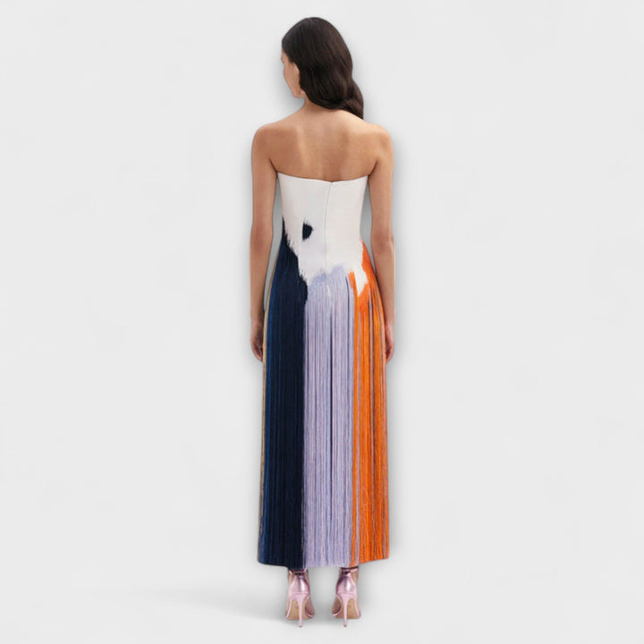 Summer - Schickes Colorblock-Kleid mit trendigen Quasten