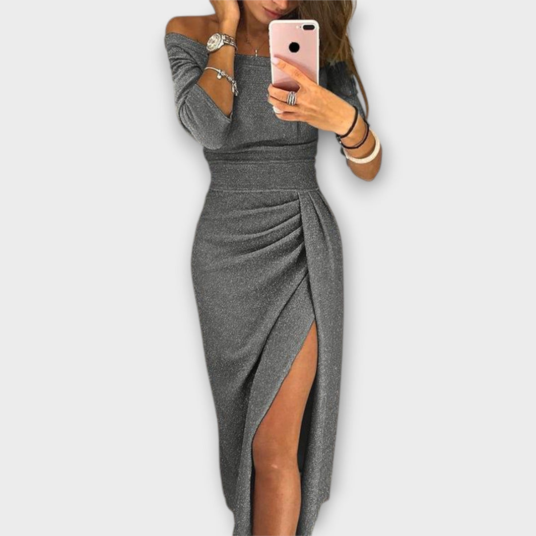 Lena | Elegantes Kleid mit schulterfreiem Ausschnitt