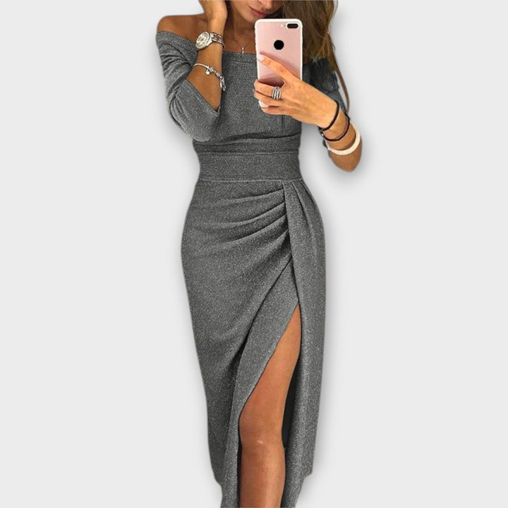 Lena | Elegantes Kleid mit schulterfreiem Ausschnitt