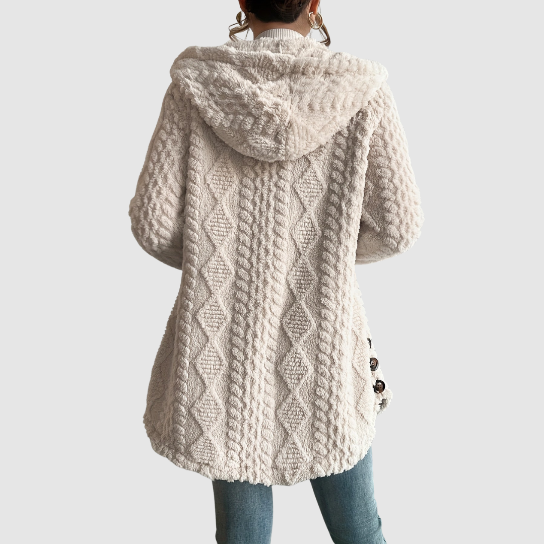 Barbora | Cardigan mit Kapuze aus Kunstfell