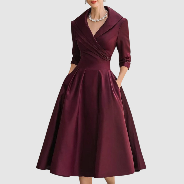 Adela | Midikleid in Wickeloptik mit Kragen