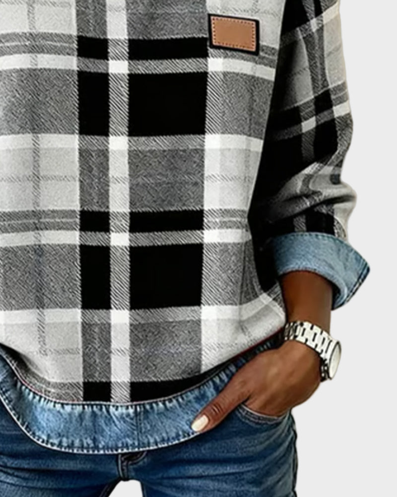 Ivy | Bluse mit Karo-Patchwork